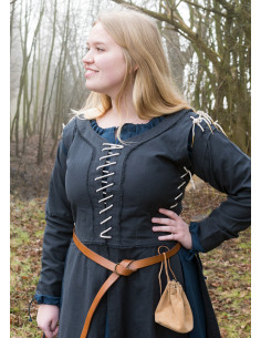 Middelalderkjole Marit med blonder, mørkeblå 2