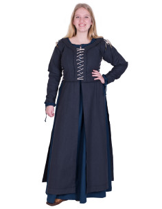 Middelalderkjole Marit med blonder, mørkeblå