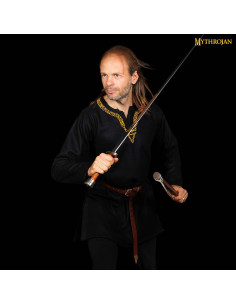 Túnica Vikinga en la con cuello ribeteado - negra 2