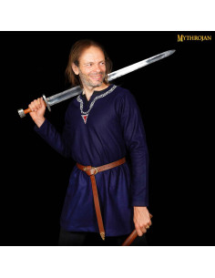 Túnica Vikinga en la con cuello ribeteado - azul