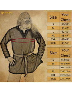 Viking tuniek in de met paspelkraag - blauw 2