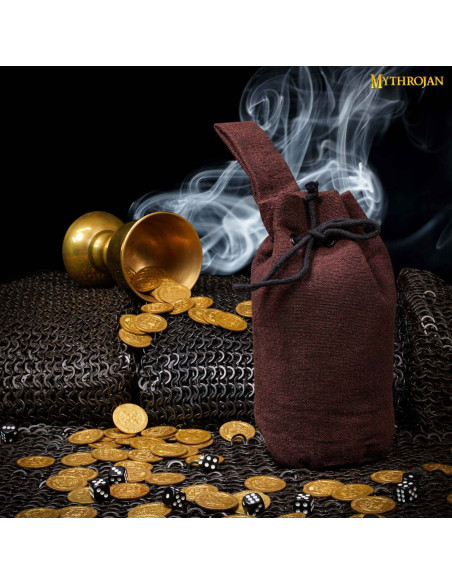 Bolsa limosnera medieval en marrón...