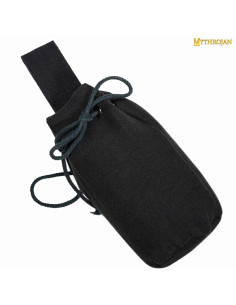 Schwarze mittelalterliche Bettlertasche mit Schnürsenkeln...