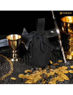 Bolsa limosnera medieval en negro con cordones (20,3x16,5... 2