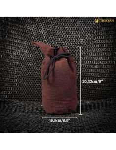 Bolsa limosnera medieval en marrón con cordones... 2