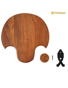 Steun, hout en metaal, met kantelen om zwaard aan de muur... 2