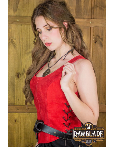 Corpiño medieval de cuero modelo Granada - Rojo