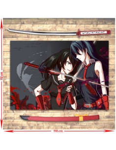 Pack estandarte + katana One Cut Killer: Murasame, Night Raid, De Akame Ga Kill