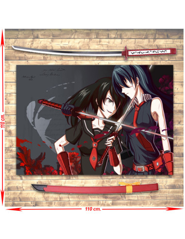 Pack estandarte + katana One Cut Killer: Murasame, Night Raid, De Akame Ga Kill