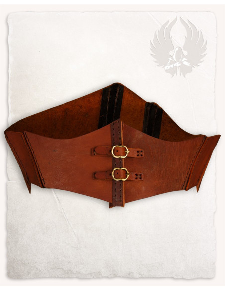 Corpiño medieval Talia en piel - marrón