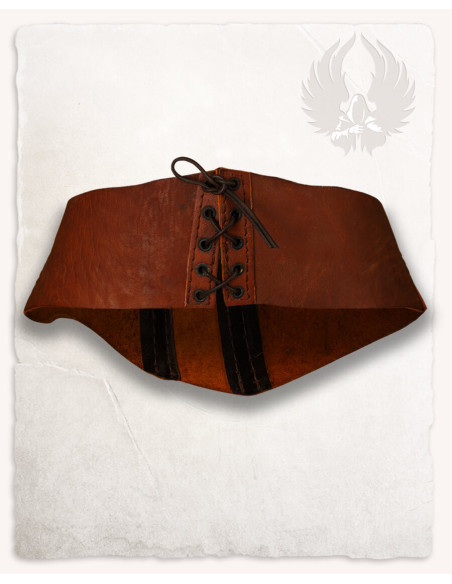 Corpiño medieval Talia en piel - marrón