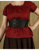 Corpiño medieval Talia en piel - negro