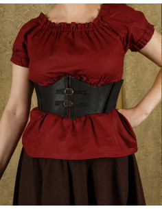 Corpiño medieval Talia en piel - negro