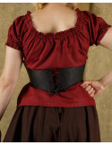 Corpiño medieval Talia en piel - negro
