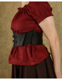 Corpiño medieval Talia en piel - negro