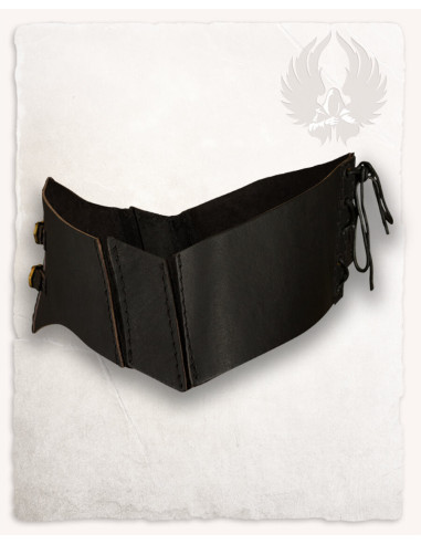 Corpiño medieval Talia en piel - negro