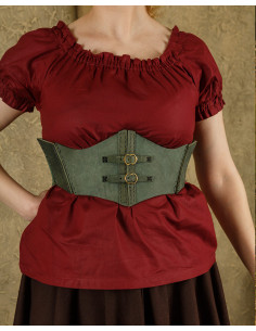 Corpiño medieval Talia en piel - Verde