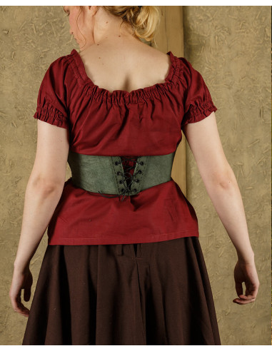 Corpiño medieval Talia en piel - Verde