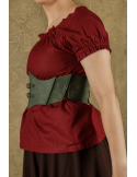 Corpiño medieval Talia en piel - Verde