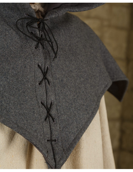 Capucha Medieval Folke en lana - Gris