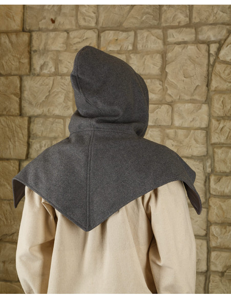 Capucha Medieval Folke en lana - Gris
