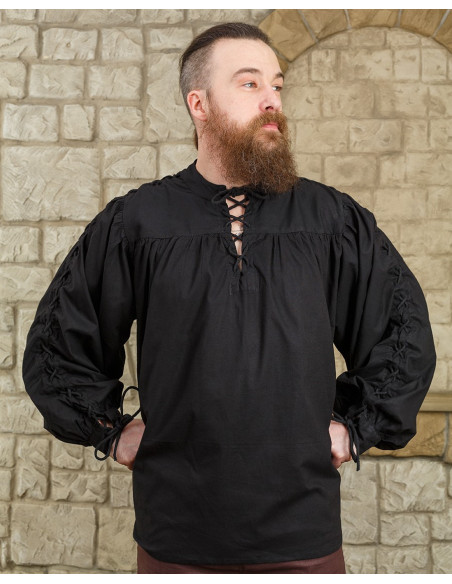 Camisa medieval negra de lazos modelo...