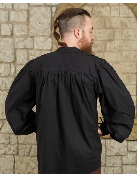 Camisa medieval negra de lazos modelo...
