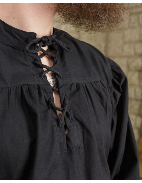 Camisa medieval negra de lazos modelo...