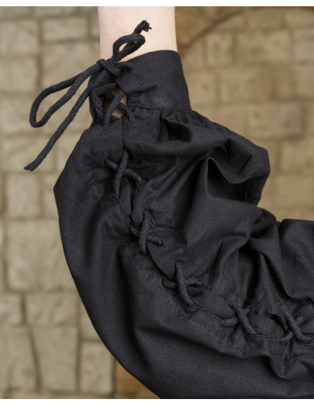 Camisa medieval negra de lazos modelo...