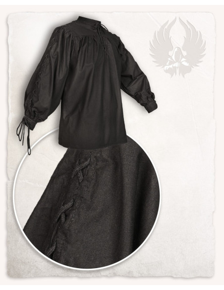 Camisa medieval negra de lazos modelo...