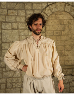 Camisa medieval crema de lazos modelo Alex