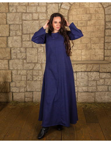 Blauwe middeleeuwse tuniek model Alina, in katoen