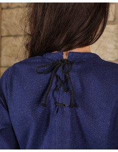 Blaue mittelalterliche Tunika, Modell Alina, aus Baumwolle 2