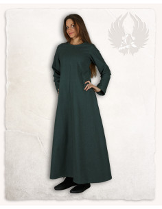 Grüne mittelalterliche Tunika, Modell Alina, aus Baumwolle