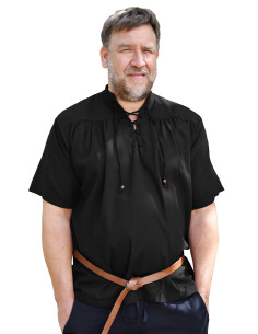 Mittelalterhemd mann kurzarm - schwarz