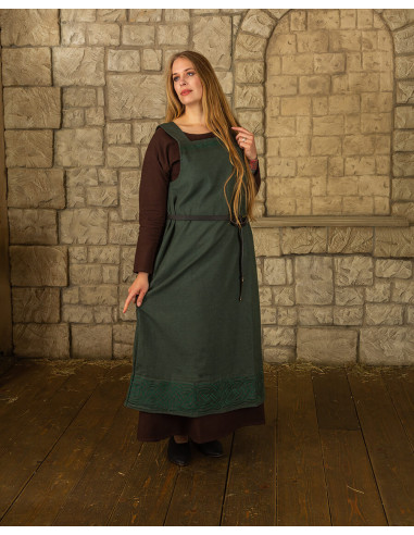 Vestido delantal vikingo modelo Alva, verde