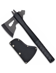 Hacha táctica negra Albainox con funda de nylon