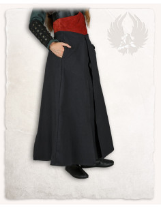 Middeleeuwse Brielle model overrok - zwart/bordeaux canvas