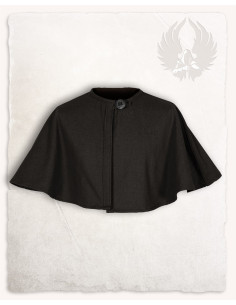 Kurzer mittelalterlicher Umhang Modell Bron, schwarze Farbe