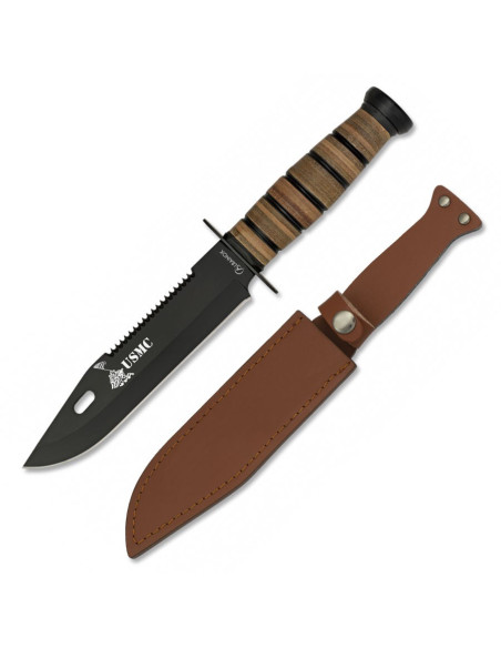 USMC Albainox kniv med læderskede