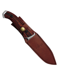Cuchillo de caza satinado con funda de piel 2