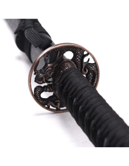 Ornamental katana drage tsuba med skede