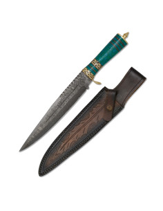 Cuchillo deportivo acero de Damasco con punta...