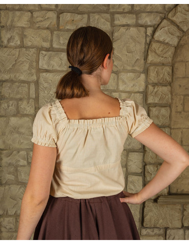 Kalina middeleeuwse blouse, creme kleur, in katoen