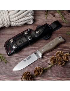 Cudeman MT-5 (120-F) Messer mit grünem Segeltuchgriff