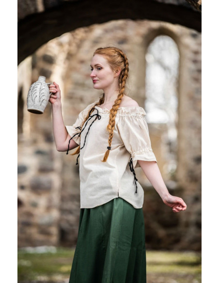 Blusa medieval modelo Amelia, blanco...