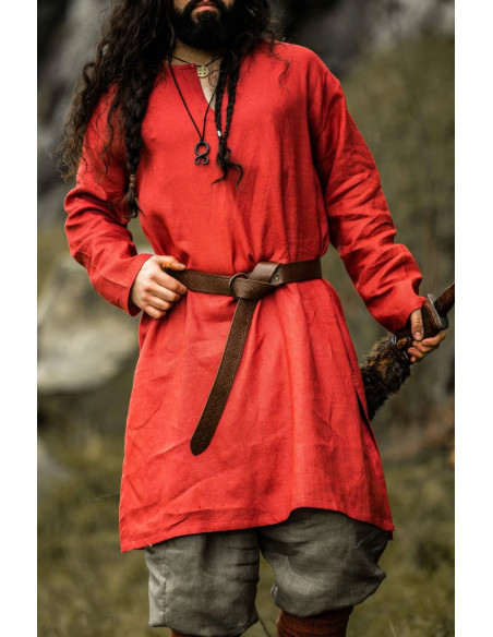 Halvar Linned Viking Tunika Rød