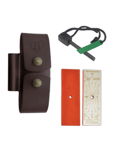 Feuerstein- und Wetzsteinset mit braunem Etui