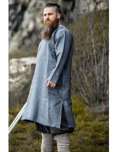 Túnica vikinga de lino Halvar, color gris 2
