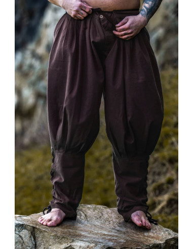 Afvige Hals Lamme Viking bomuld Norman bukser, brune ⚔️ Tienda Medieval Størrelse L